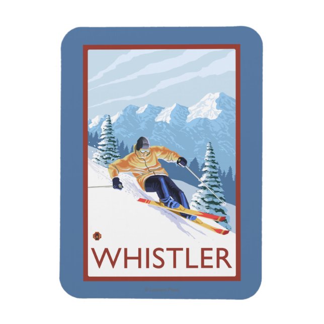 Downhhill Snow Skier - Whistler, BC Canada Magnet (Vertical)
