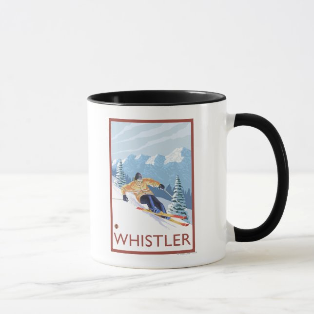 Downhhill Snow Skier - Whistler, BC Canada Mug (Right)
