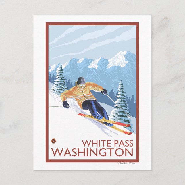 Downhhill Snow Skier - White Pass, Washington Postcard (Front)