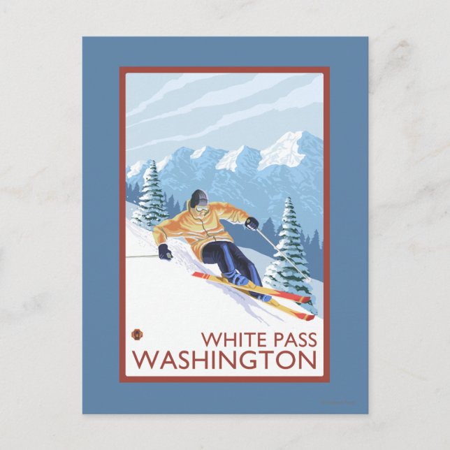 Downhhill Snow Skier - White Pass, Washington Postcard (Front)