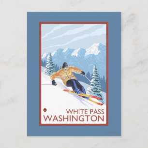 Downhhill Snow Skier - White Pass, Washington Postcard