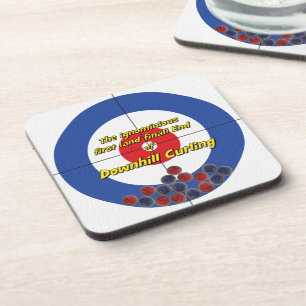 Downhill Curling Fail Coasters - (Blue)