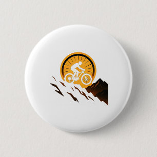 Downhill Cycling Design Sunset Ride Trail Explorer 6 Cm Round Badge
