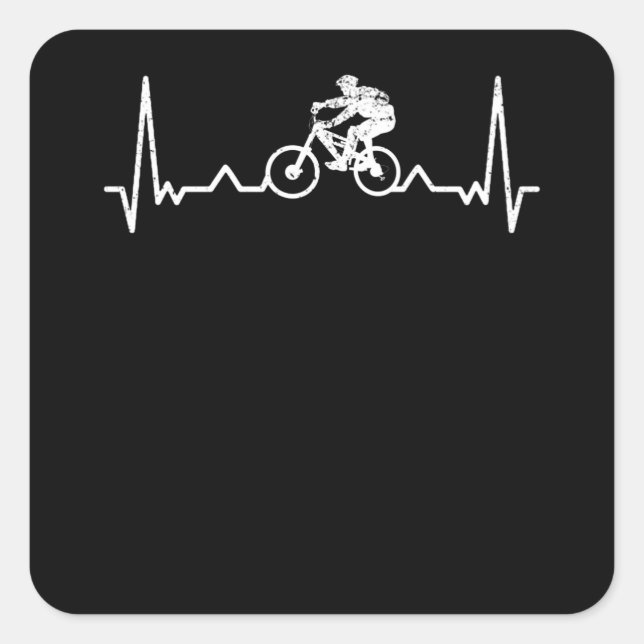 Downhill Heartbeat Mountain Biker Funny Gift Square Sticker (Front)