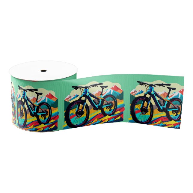 Downhill Mountain bike Bike Art Grosgrain Ribbon (Spool)
