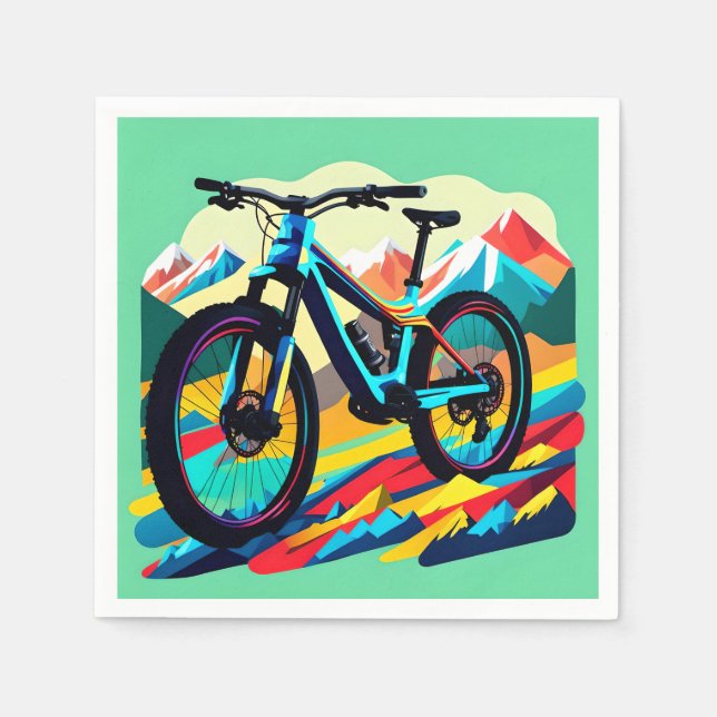 Downhill Mountain bike Bike Art Napkin (Front)