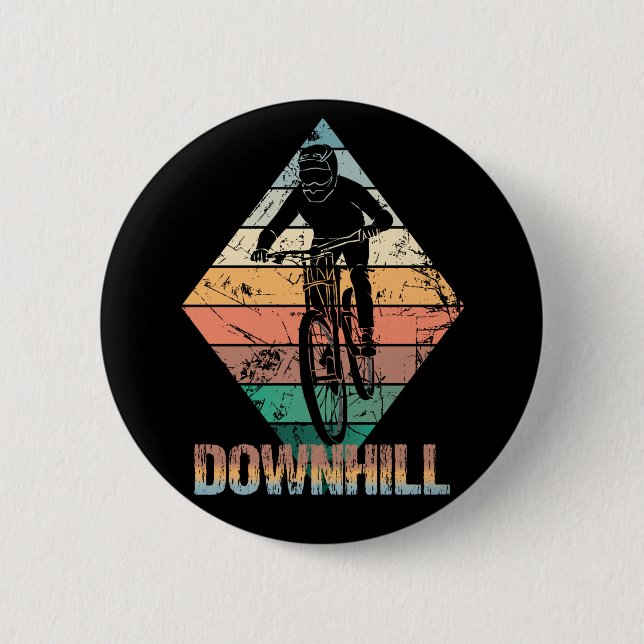 Downhill Mountain Biker 6 Cm Round Badge (Front)
