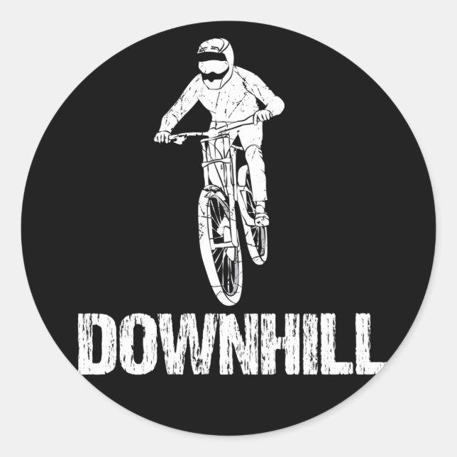 Downhill Mountain Biker Classic Round Sticker (Front)