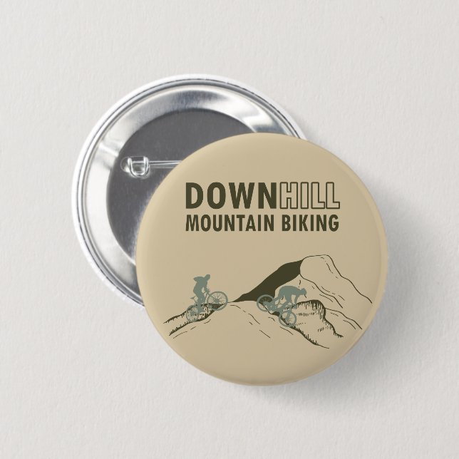 Downhill mountain biking 6 cm round badge (Front & Back)