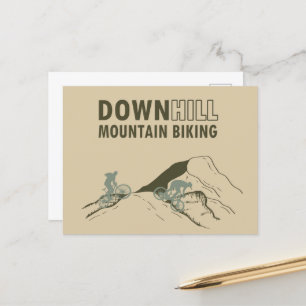 Downhill mountain biking holiday postcard