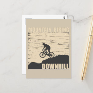 Downhill mountain biking postcard