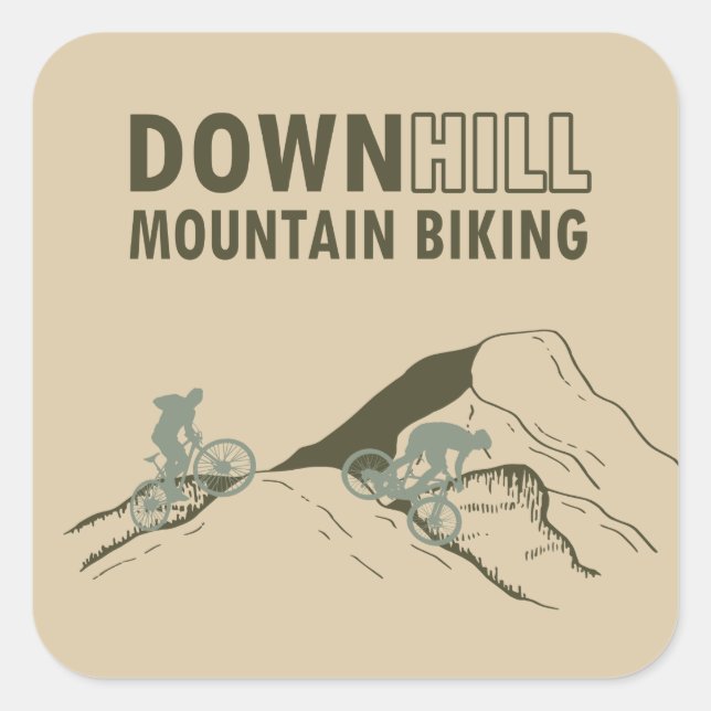 Downhill mountain biking square sticker (Front)