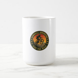 Downhill Mountain Biking Sunset Adventure Badge Coffee Mug
