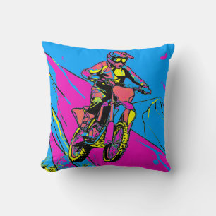 Downhill Mountain Run - Motocross Rider Cushion