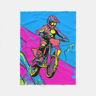 Downhill Mountain Run - Motocross Rider Fleece Blanket