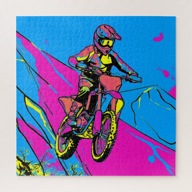Downhill Mountain Run - Motocross Rider Jigsaw Puzzle (Vertical)