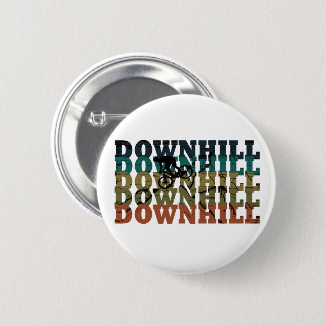 Downhill MTB 6 Cm Round Badge (Front & Back)