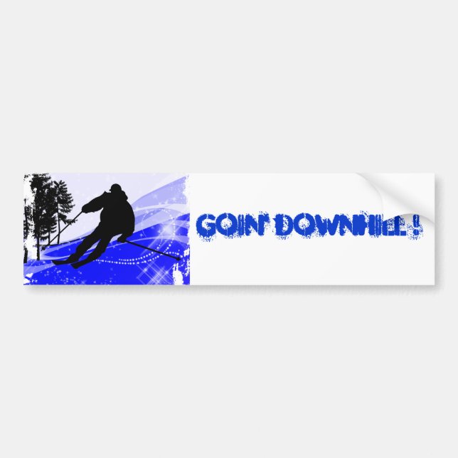 Downhill on the Ski Slope Bumper Sticker (Front)