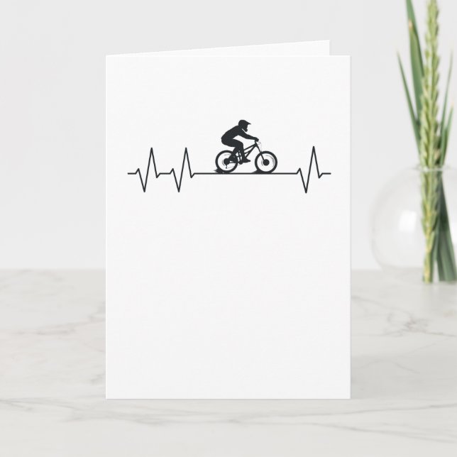 Downhill Pulse Biker Heartbeat Mountain Biking MTB Card (Front)
