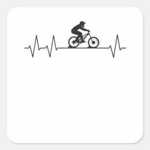 Downhill Pulse Biker Heartbeat Mountain Biking MTB Square Sticker