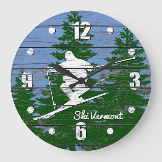 Downhill Ski Personalise Large Clock (Front)
