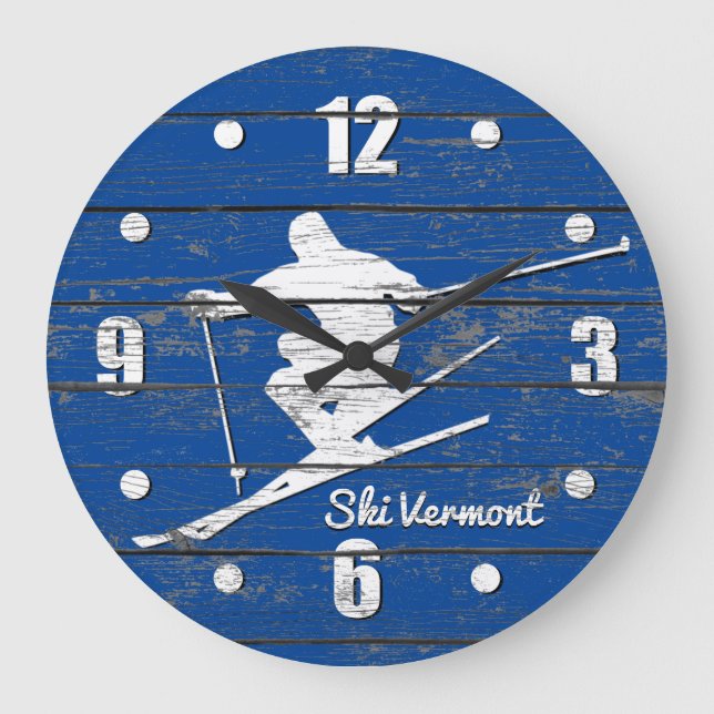 Downhill Ski Personalise Large Clock (Front)