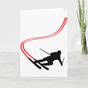 downhill ski skiing red track card