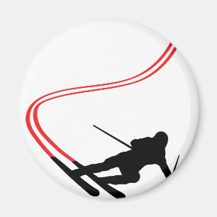 downhill ski skiing red track magnet