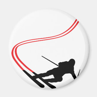 downhill ski skiing red track magnet