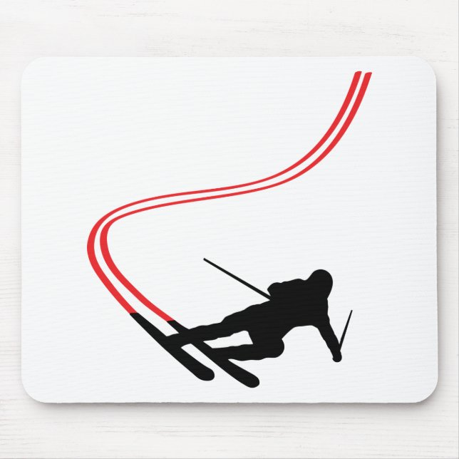 downhill ski skiing red track mouse mat (Front)
