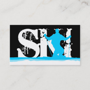 downhill ski stripes business card