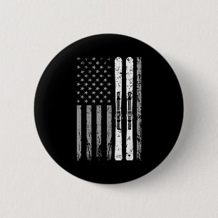 Downhill ski team 4th of july usa american flag 6 cm round badge