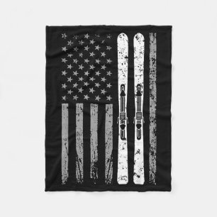 Downhill ski team 4th of july usa american flag fleece blanket