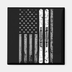 Downhill ski team 4th of july usa american flag magnet