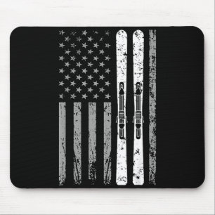 Downhill ski team 4th of july usa american flag mouse mat