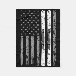 Downhill Ski Team 4th Of July Usa American Flag Sk Fleece Blanket