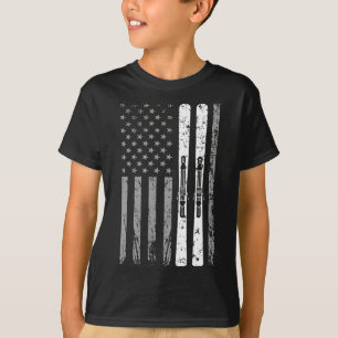 Downhill Ski Team 4th Of July Usa American Flag Sk T-Shirt