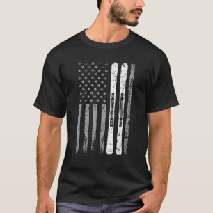Downhill Ski Team 4th Of July USA American Flag Sk T-Shirt