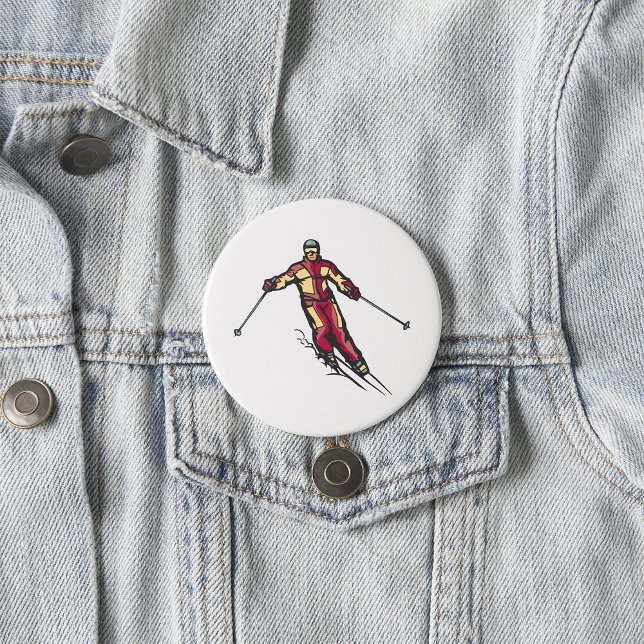 Downhill Skier 7.5 Cm Round Badge (Creator Uploaded)
