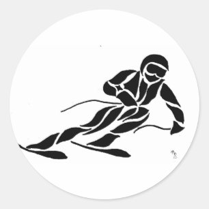 Downhill Skier Classic Round Sticker