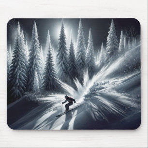 Downhill Skier In the Moonlight Mouse Mat
