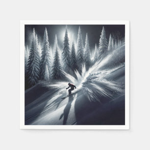 Downhill Skier In the Moonlight Napkin