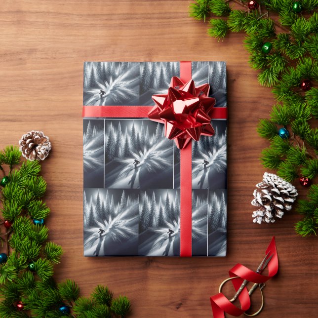 Downhill Skier In the Moonlight Wrapping Paper (Holiday Gift)