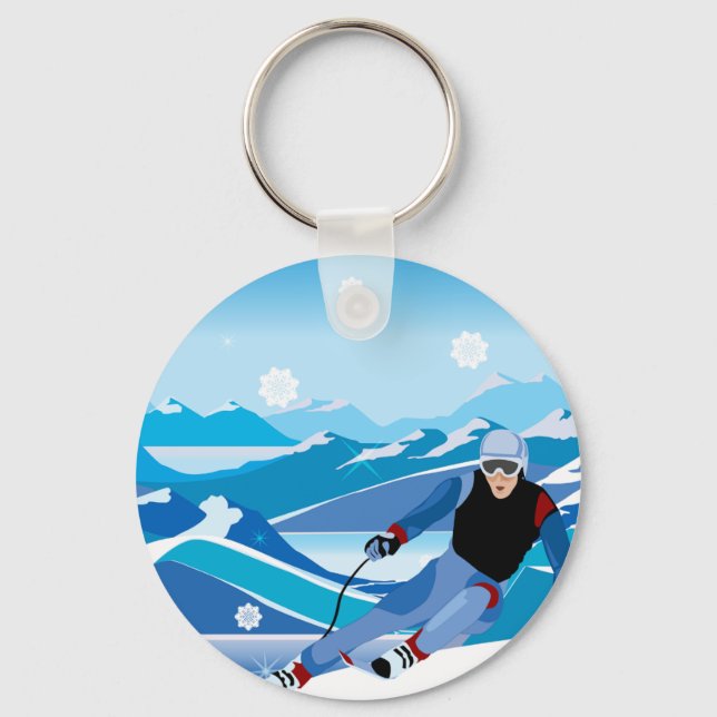 Downhill Skier Keychain (Front)