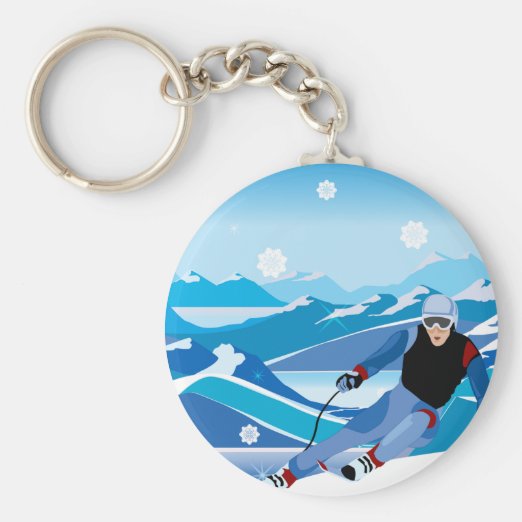 Skier Key Rings & Keychains Zazzle UK