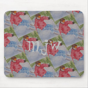 DOWNHILL SKIER MONOGRAM MOUSE MAT