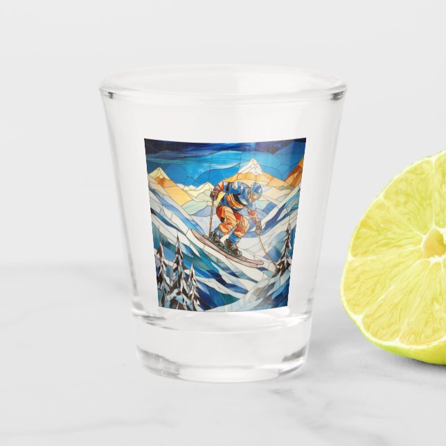 Downhill Skier Shot Glass (Front)