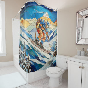 Downhill Skier Shower Curtain