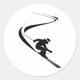 Downhill Skier Skiing Snow Mountain Sports Ski Lov Classic Round Sticker