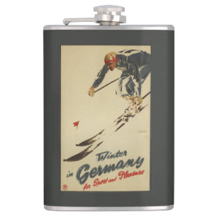 Downhill Skier - Sport and Pleasure Promo Hip Flask